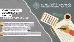 “Öğretmenden Öğretmenine Mektup” Yarışmasının Sonuçları Belli Oldu.