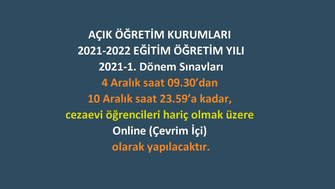 Açık Öğretim Sınavları Online!